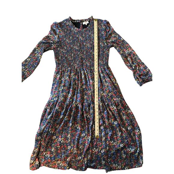 EUC Melloday Long Sleeve Floral Smocked Prairie Midi Dress Size XL GardenParty - Picture 8 of 9